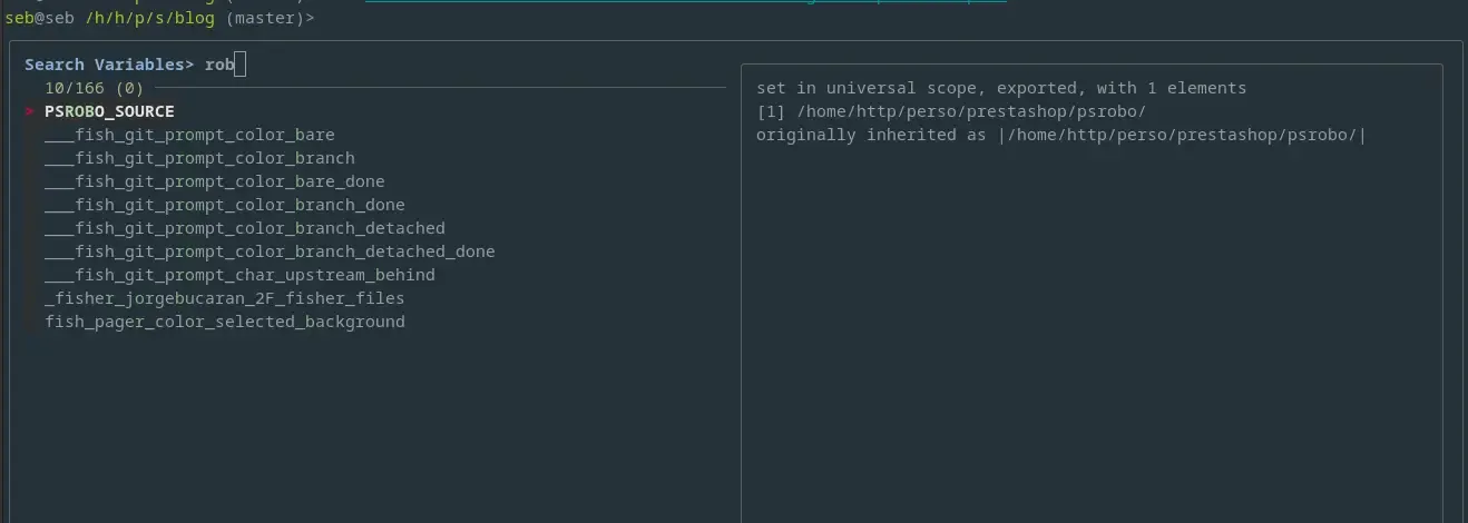 recherche de variable d&#x27;env avec fzf